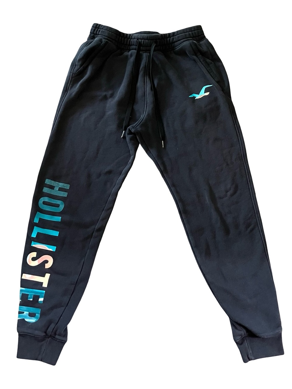 Hollister Joggers Mens S Sweatpants Navy Drawstring Elastic Waist Spellout Logo
